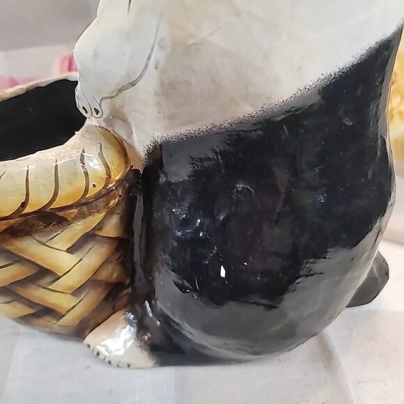 Paper Mache Painted Easter Bunny Dutch Rabbit Basket Candy Holder Vintage 17" - Picture 8 of 12